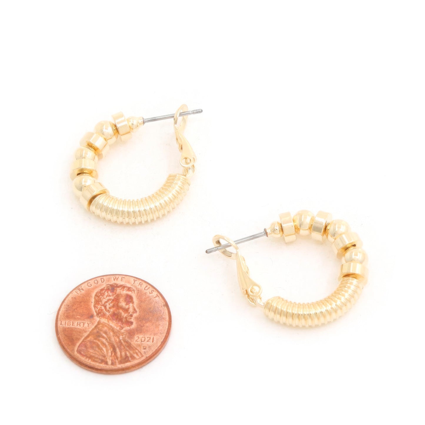 Sodajo Ball Bead Link Gold Dipped Hoop Earring